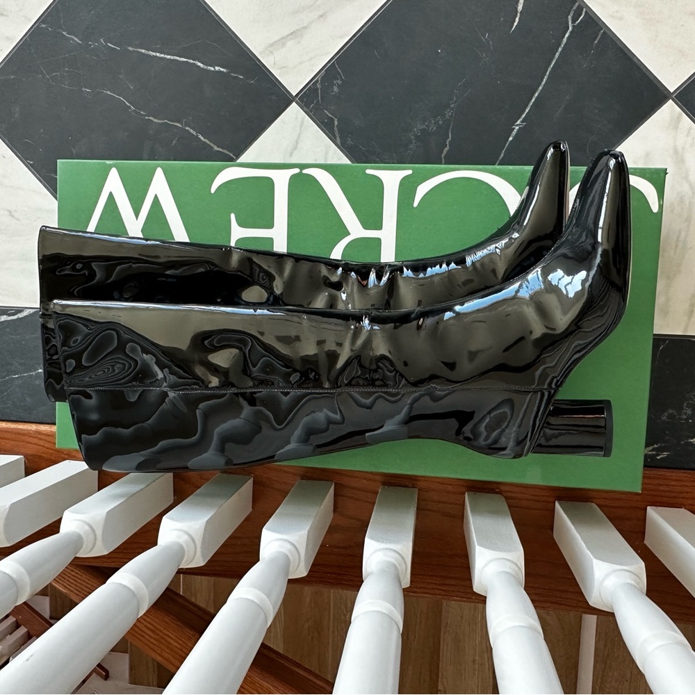 J. Crew Knee High, Round-toe Black Patent Leather Boots, Sz 8.5, NWT! - Picture 5 of 10